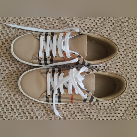Nwt-Burberry Albridge leather check laceUp Sneaker-Thick WhiteSole-Made In Italy - Picture 7 of 13